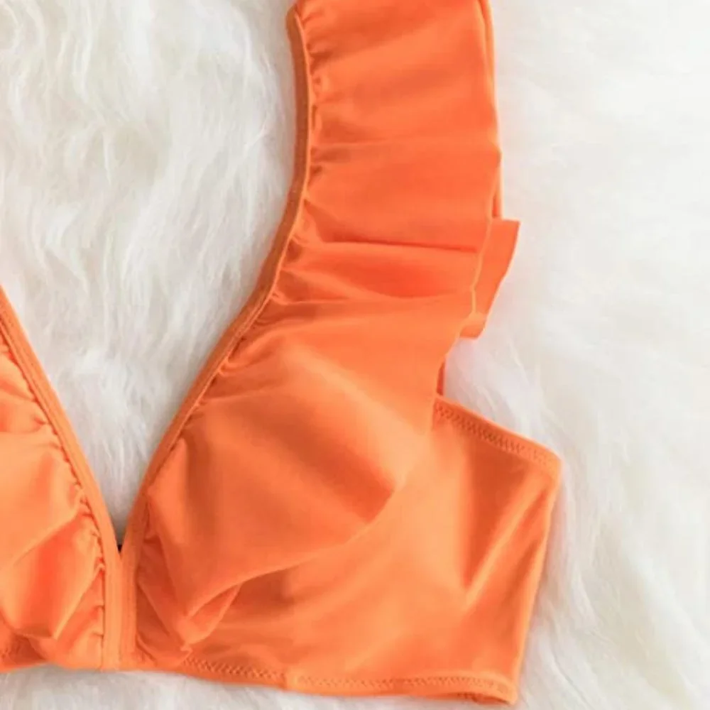 CUPSHE Orange Ruffle Bikini with Floral Bottom NEW WITH TAGS!